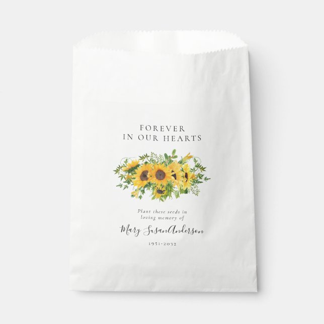 Sunflowers Seed Packet Memorial Funeral Favour Bag (Front)