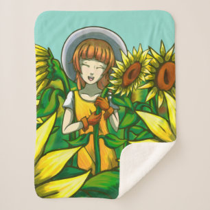 Sunflowers Sherpa Blanket