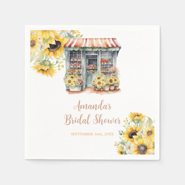 Sunflowers She's Off The Market Bridal Shower Napkin (Front)