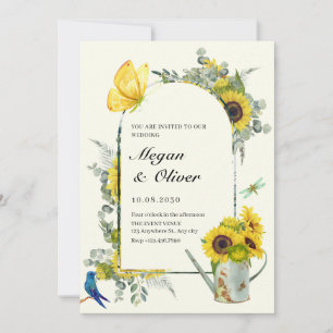 Sunflowers spring wedding invitation