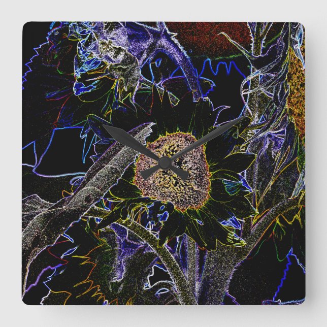 SUNFLOWERS SQUARE WALL CLOCK (Front)