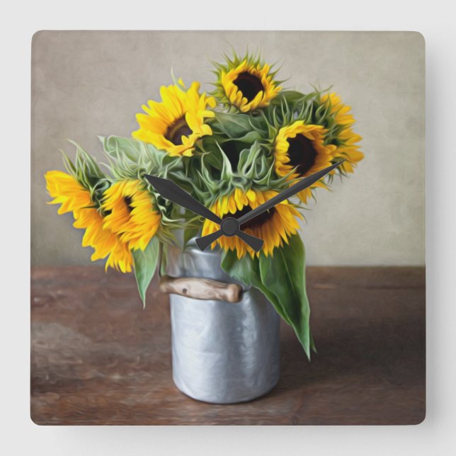 Sunflowers Square Wall Clock (Front)