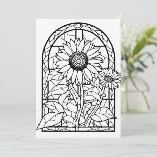 Sunflowers Stained Glass   Colour Your Own Greetin