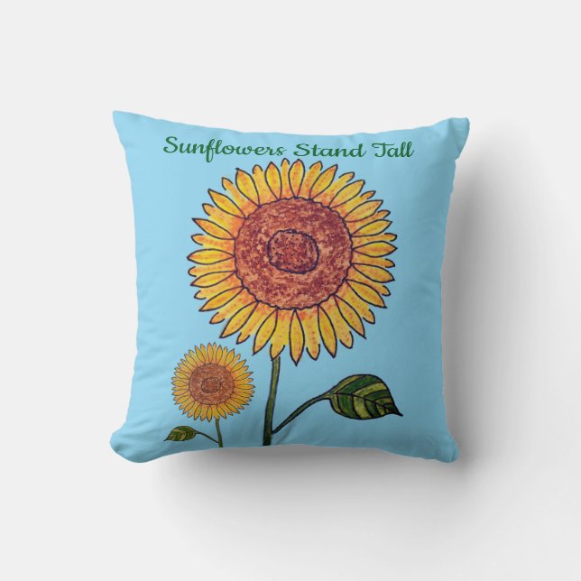 Sunflowers Stand Tall   Throw Pillow (Front)