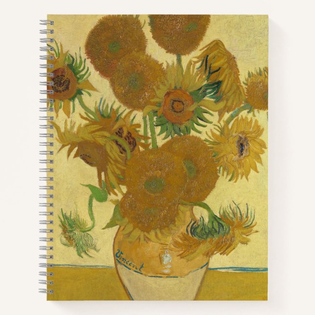 Sunflowers, Still Life Oil Painting, Van Gogh Notebook (Front)