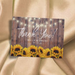 Sunflowers String Lights Rustic Wedding Thank You Postcard<br><div class="desc">Sunflowers String Lights Rustic Wedding Thank You Cards.</div>
