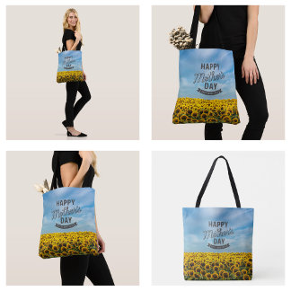 Sunflowers Stylish Elegant Best Mom Ever Floral Tote Bag