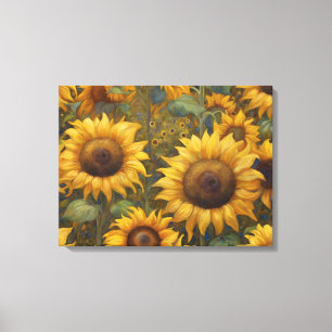 Sunflowers Summer Day Oil Painting Canvas Print