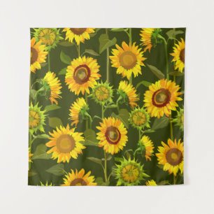 Sunflowers summer seamless pattern tapestry
