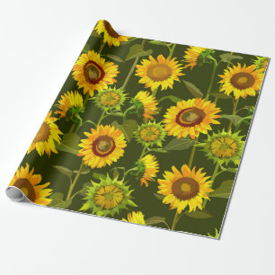 Sunflowers summer seamless pattern wrapping paper