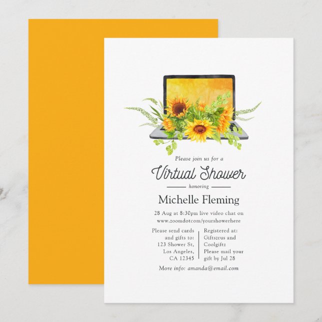Sunflowers Summer Virtual Baby Shower Invitation (Front/Back)