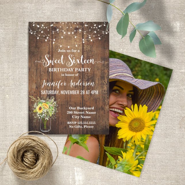 Sunflowers Sweet invitation pour 16 ans (Créateur téléchargé)