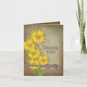 Sunflowers - Thank You - Brown Texture Card