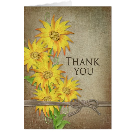 Sunflowers - Thank You - Brown Texture Card