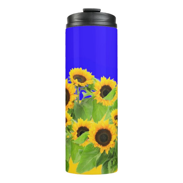 Sunflowers Thermal Tumbler Ukrainian Flag Colours (Front)