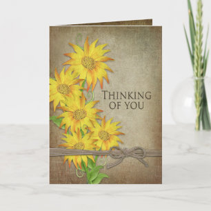 Sunflowers -Thinking of You - Brown Textures Card