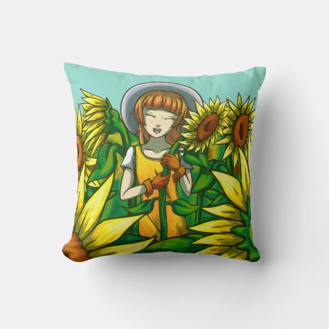 Sunflowers Throw Pillow (Front)