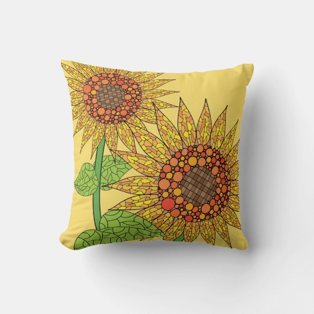Sunflowers Throw Pillow (Front)
