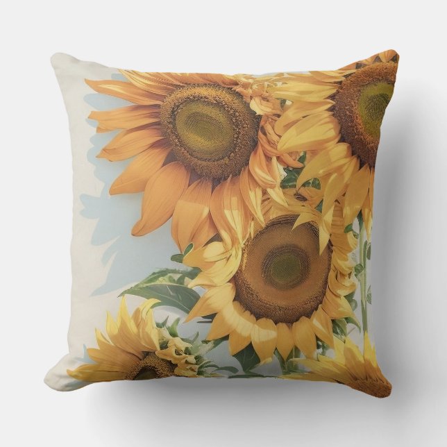 Sunflowers Throw Pillow (Front)
