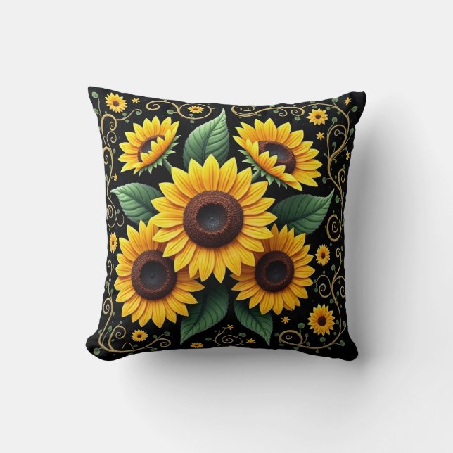 Sunflowers Throw Pillow (Front)