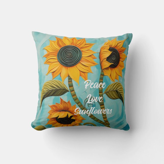 Sunflowers Throw Pillow (Front)