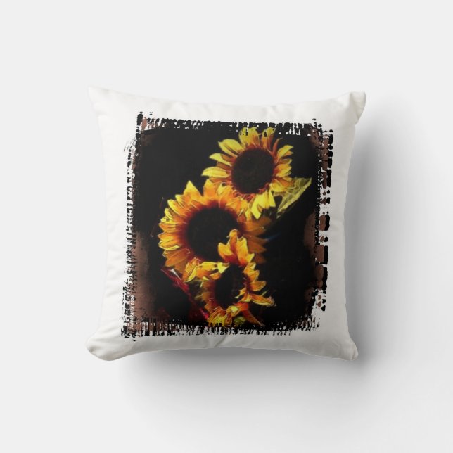 Sunflowers Throw Pillow (Front)