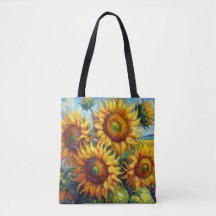 Sunflowers Tote Bag Oil Painting Style
