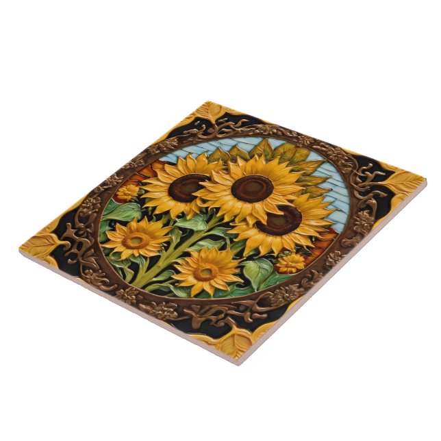 Sunflowers Trendy Beautiful Collection Tile (Side)