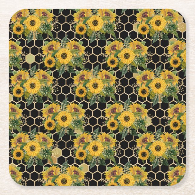 Sunflowers Turn Naturally Toward The Light Square Paper Coaster (Front)