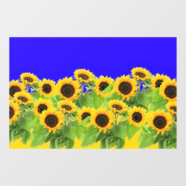 Sunflowers Ukrainian Flag Colours Window Cling (Sheet)
