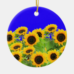 Sunflowers - Ukrainian Flag Peace Freedom Ukraine  Ceramic Ornament