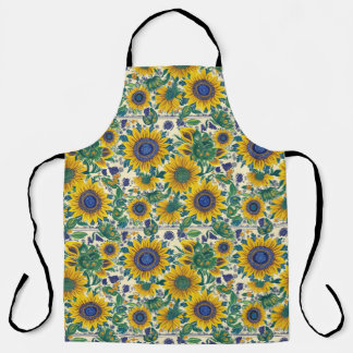 Sunflowers Ukrainian folk art motifs Apron