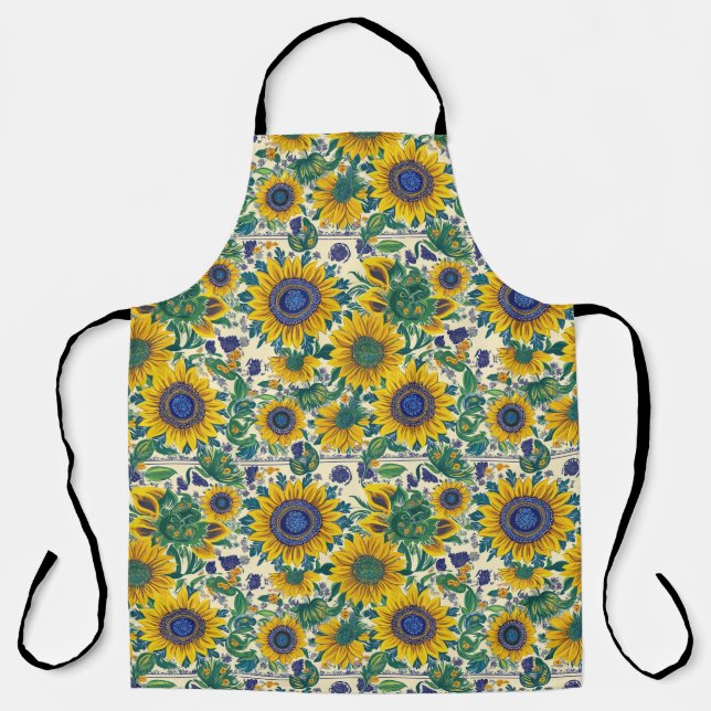 Sunflowers Ukrainian folk art motifs Apron (Front)