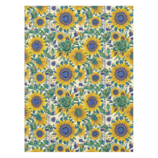 Sunflowers Ukrainian folk art motifs Tablecloth