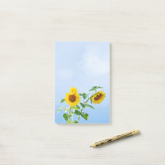 Sunflowers under Blue Sky Post-it Notes (On Desk)