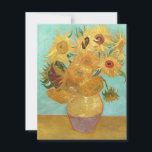 Sunflowers Vincent van Gogh<br><div class="desc">Sunflowers (1889) Vincent van Gogh. Still life on a blue background. A bright bouquet of sunflower flowers stand in a vase. Reproduction of famous works of art images in the public domain.</div>