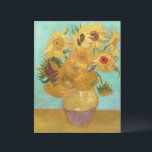 Sunflowers Vincent van Gogh<br><div class="desc">Sunflowers (1889) Vincent van Gogh. Still life on a blue background. A bright bouquet of sunflower flowers stand in a vase. Reproduction of famous works of art images in the public domain.</div>