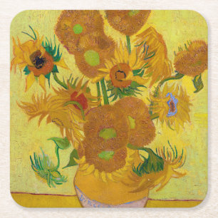 Sunflowers, Vincent van Gogh, 1889 Square Paper Coaster