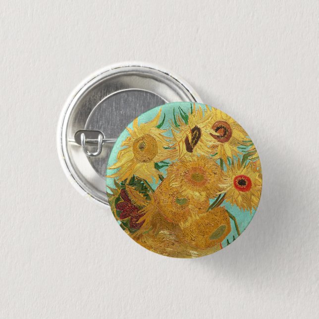 Sunflowers Vincent van Gogh    1 Inch Round Button (Front & Back)