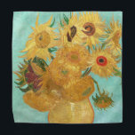 Sunflowers Vincent van Gogh Bandana<br><div class="desc">Sunflowers (1889) Vincent van Gogh. Still life on a blue background. A bright bouquet of sunflower flowers stand in a vase. Reproduction of famous works of art images in the public domain.</div>