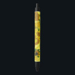 Sunflowers Vincent van Gogh     Black Ink Pen<br><div class="desc">Sunflowers  Vincent van Gogh. Still life on a yellow background. A bright bouquet of sunflower flowers stand in a vase. Reproduction of famous works of art  images in the public domain.</div>