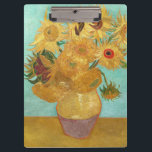 Sunflowers Vincent van Gogh    Clipboard<br><div class="desc">Sunflowers (1889)  Vincent van Gogh.Still life on a blue background. A bright bouquet of sunflower flowers stand in a vase.  Reproduction of famous works of art  images in the public domain.</div>