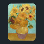 Sunflowers Vincent van Gogh  Magnet<br><div class="desc">Sunflowers (1889)  Vincent van Gogh. Still life on a blue background. A bright bouquet of sunflower flowers stand in a vase. Reproduction of famous works of art  images in the public domain.</div>