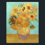 Sunflowers Vincent van Gogh  Photo Print<br><div class="desc">Sunflowers (1889)  Vincent van Gogh. Still life on a blue background. A bright bouquet of sunflower flowers stand in a vase. Reproduction of famous works of art  images in the public domain.</div>
