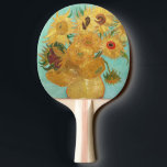 Sunflowers Vincent van Gogh    Ping Pong Paddle<br><div class="desc">Sunflowers (1889)  Vincent van Gogh. Still life on a blue background. A bright bouquet of sunflower flowers stand in a vase. Reproduction of famous works of art  images in the public domain.</div>