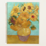 Sunflowers Vincent van Gogh   Planner<br><div class="desc">Sunflowers (1889)  Vincent van Gogh. Still life on a blue background. A bright bouquet of sunflower flowers stand in a vase. Reproduction of famous works of art  images in the public domain.</div>