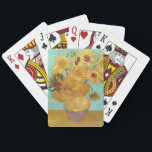 Sunflowers Vincent van Gogh     Playing Cards<br><div class="desc">Sunflowers (1889)  Vincent van Gogh. Still life on a blue background. A bright bouquet of sunflower flowers stand in a vase. Reproduction of famous works of art  images in the public domain.</div>