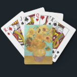 Sunflowers Vincent van Gogh     Playing Cards<br><div class="desc">Sunflowers (1889)  Vincent van Gogh. Still life on a blue background. A bright bouquet of sunflower flowers stand in a vase. Reproduction of famous works of art  images in the public domain.</div>