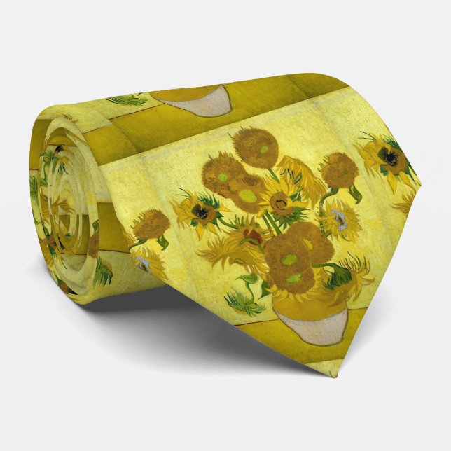 Sunflowers Vincent Van Gogh Tie (Rolled)