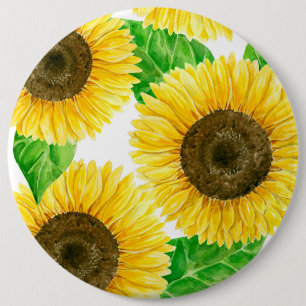 Sunflowers watercolor 6 inch round button